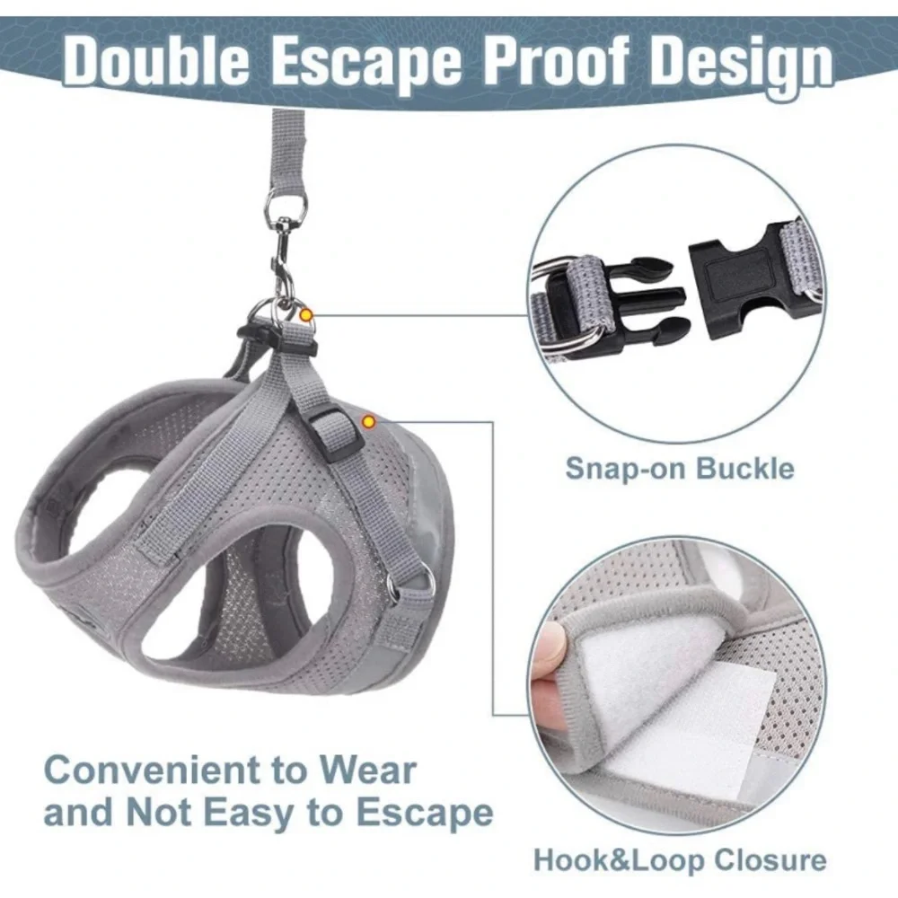 Gray Reflective Cat No Escape Harness